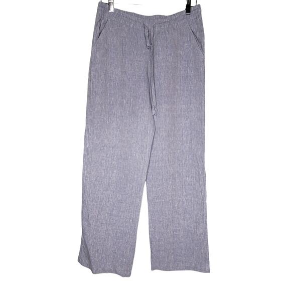 Allen Allen Linen Pants Small Blue Pull On Drawstring Pockets Casual Lightweight - Picture 1 of 11